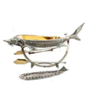 Silver-plated caviar bowl "Sturgeon on a stand"